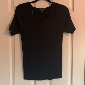 Ann Taylor Ribbed V-neck Short Sleeve Sweater Top